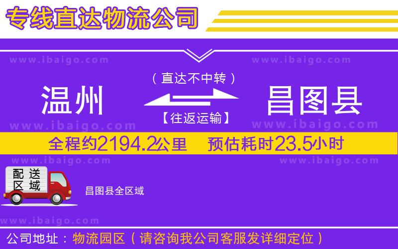 溫州到昌圖縣物流公司