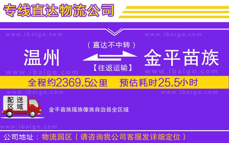 溫州到金平苗族瑤族傣族自治縣貨運(yùn)專線