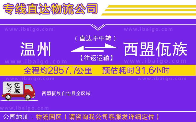 溫州到西盟佤族自治縣貨運專線