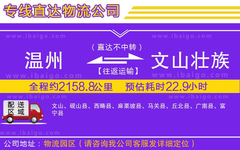 溫州到文山壯族苗族自治州物流專線