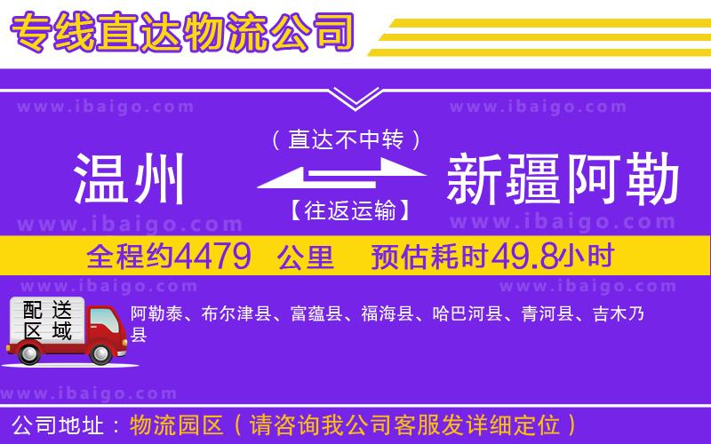 溫州到新疆阿勒泰地區(qū)物流