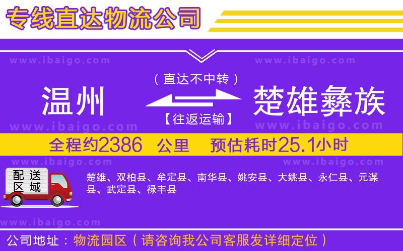 溫州到楚雄彝族自治州貨運(yùn)